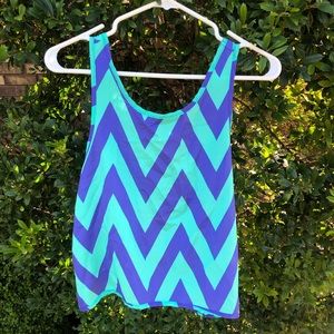 Purple and Turquoise Chevron Top